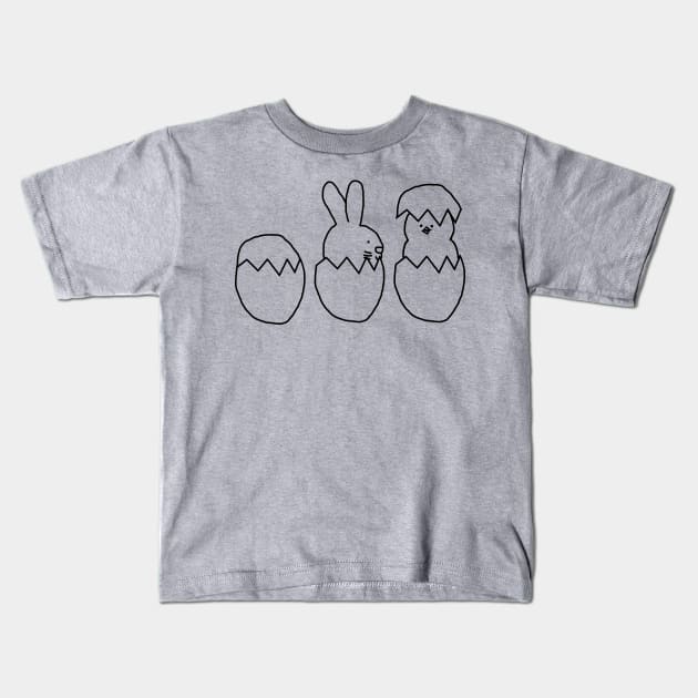 Easter Eggs Bunny and Chicken Minimal Kids T-Shirt by ellenhenryart